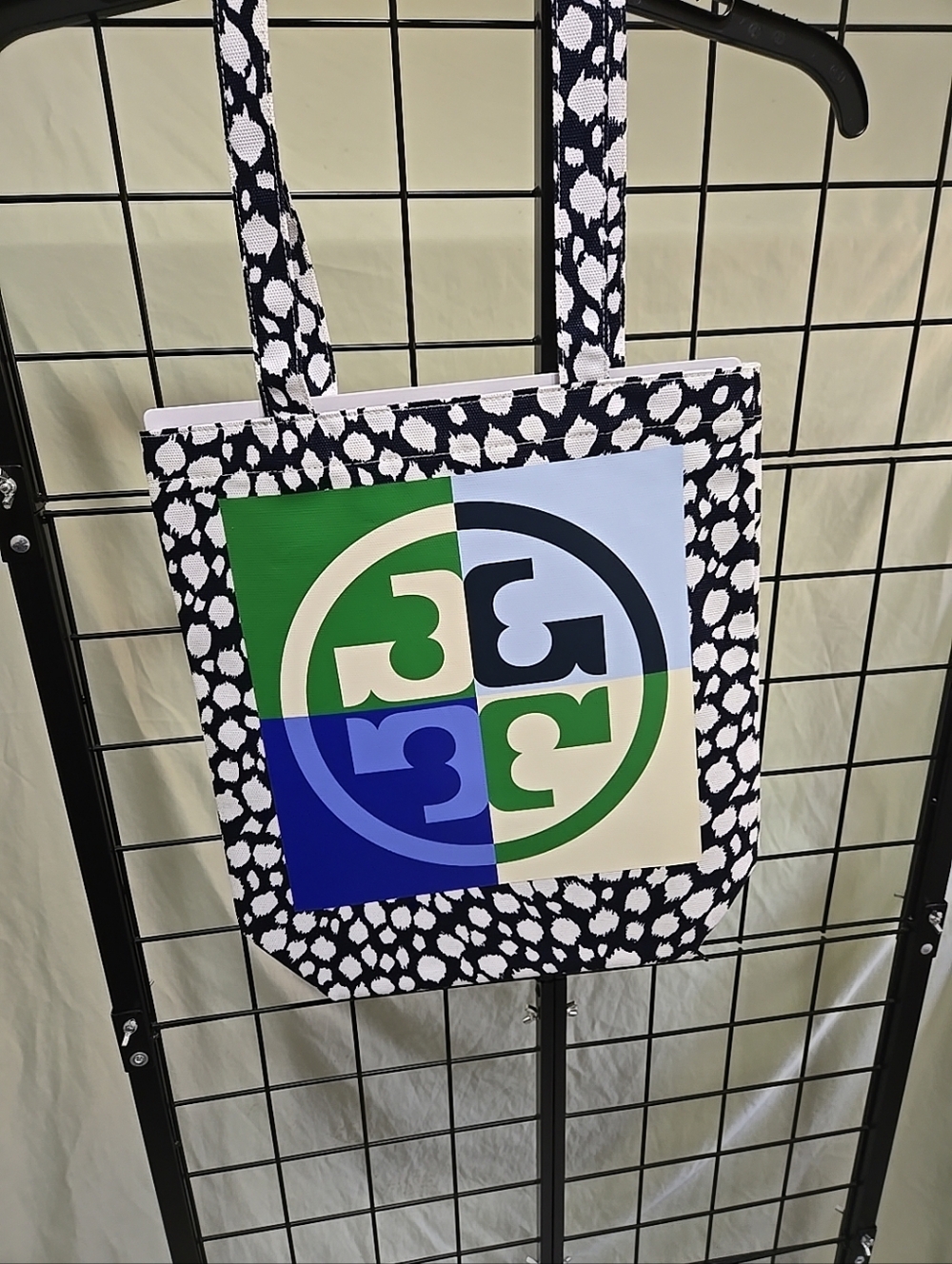 NEW TORY BURCH Canvas Logo Tote Bag Shopper In Blue & White